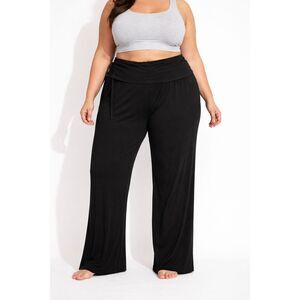 Lark + Grey Black Wide-Leg Foldover Lounge Pants – Size 3XL